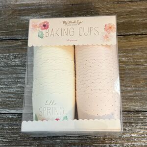 My Minds Eye Designer Baking Cups 50 Count 5 oz Cream Pink Hello Spring New